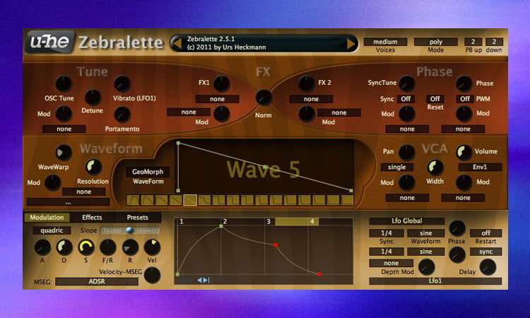 10 Best Free Hip Hop VST Plugins 3 U-he Zebralette