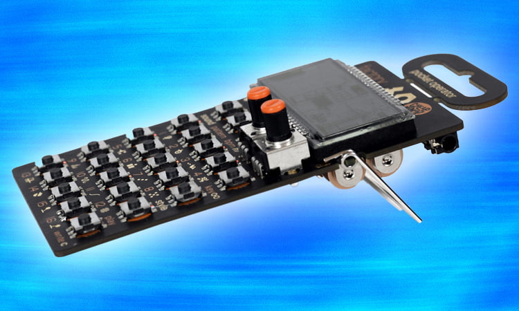 Teenage Engineering Pocket Operators Review 5 The wire bracket allows the Pocket Operators to be set up at an angle.